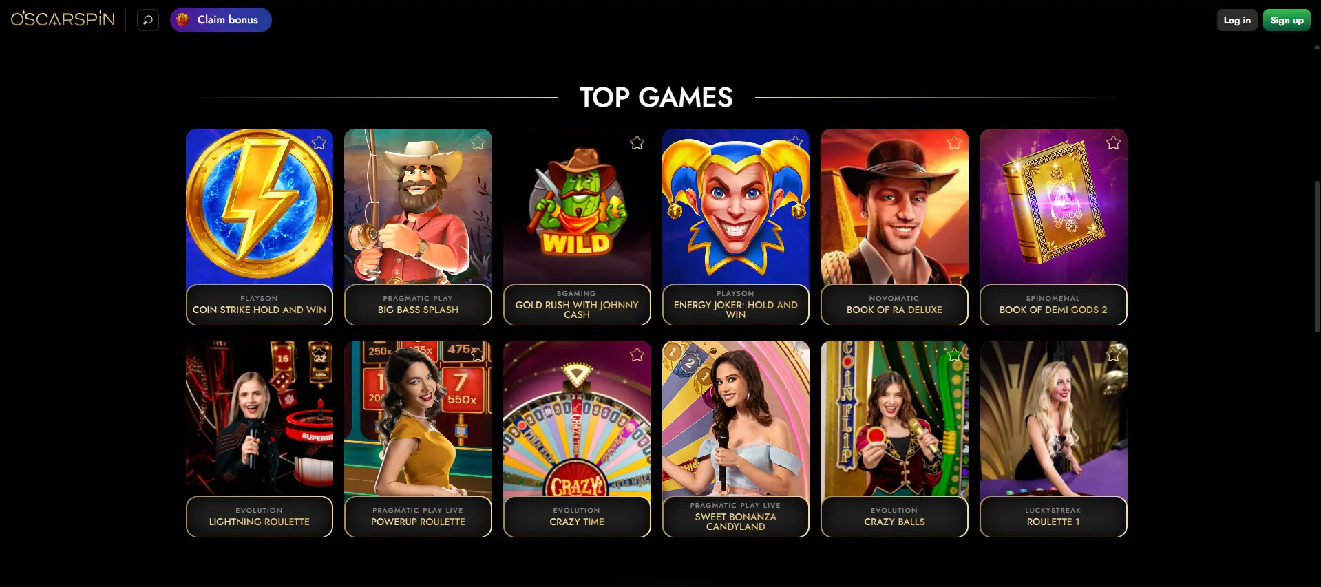 Le migliori slot di Oscarspin